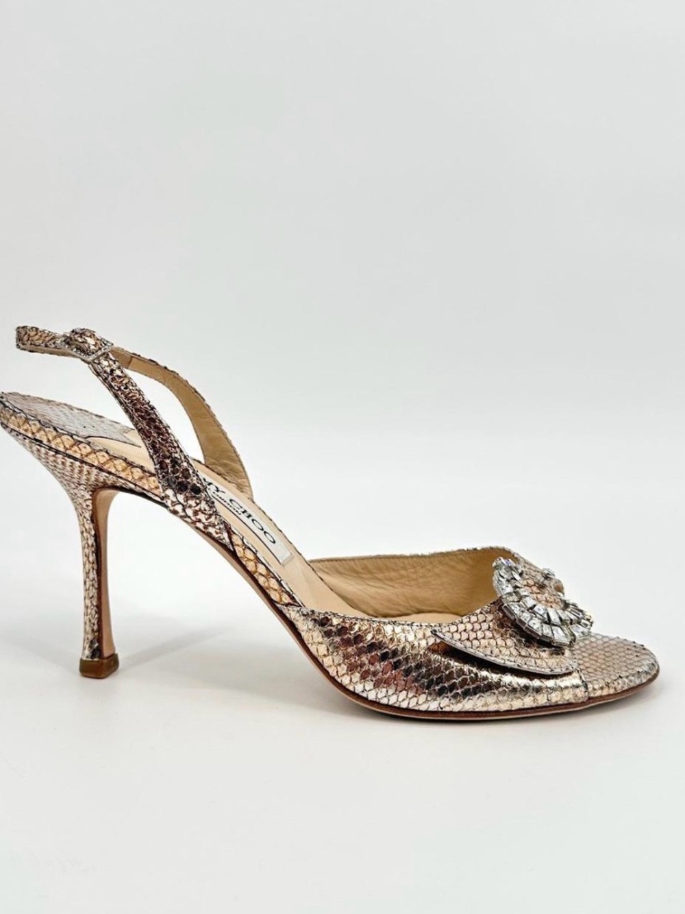Jimmy Choo 062 Pure Watersnake Skin Gold 38 1/2